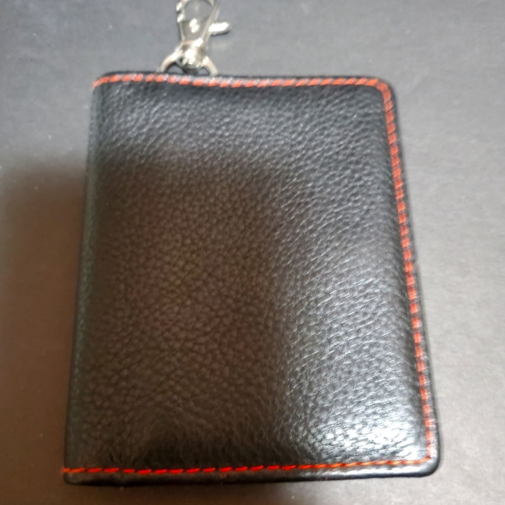 Black & red lining leather wallet
